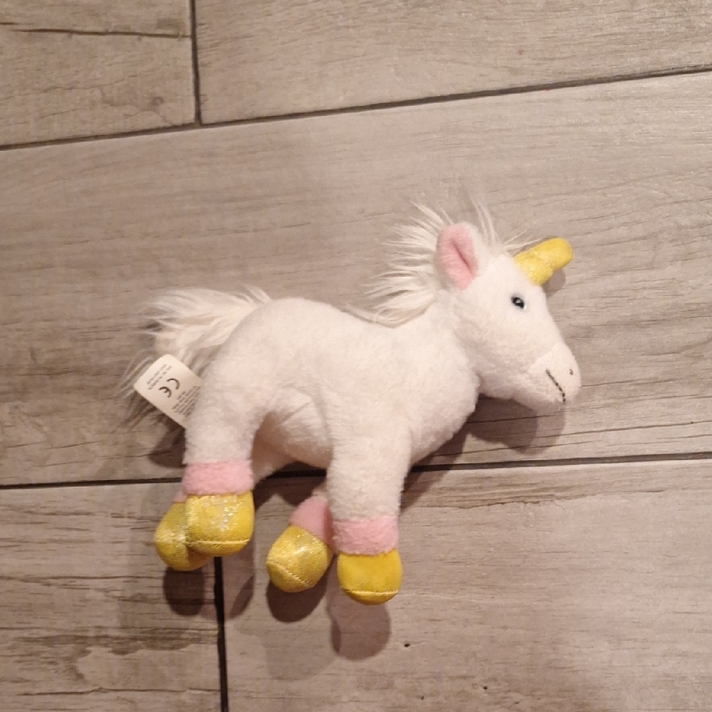 🦔russ White and Yellow Unicorn Plush 🐬